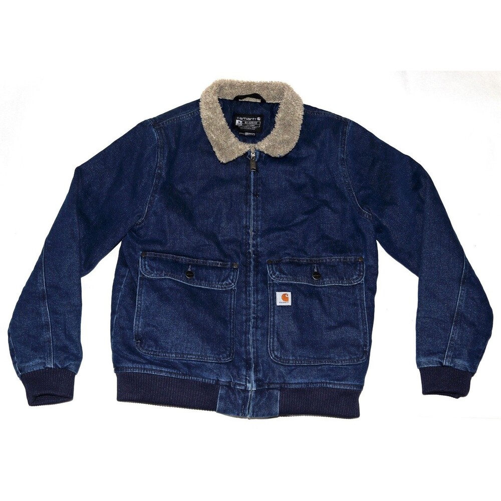 Carhartt Women's Size Medium Denim Sherpa Lined Jacket Chore Western Relaxed Fit